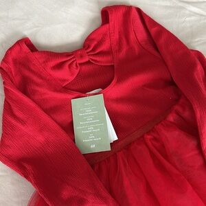 Red Long Sleeve Tulle Dress